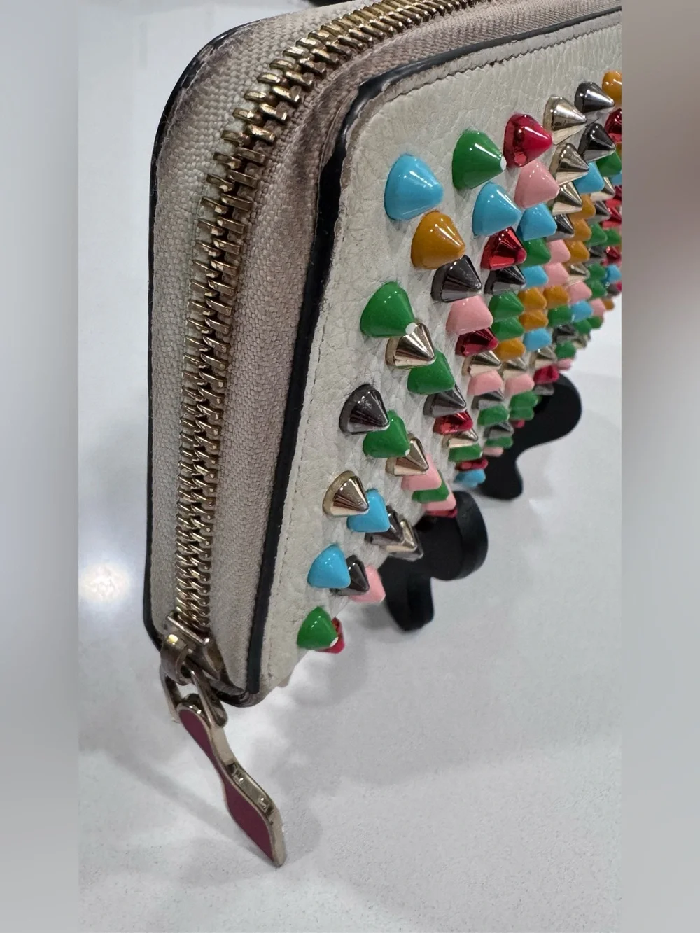 Christian Louboutin Panettone Wallet White Multicolor Studs w/COA
